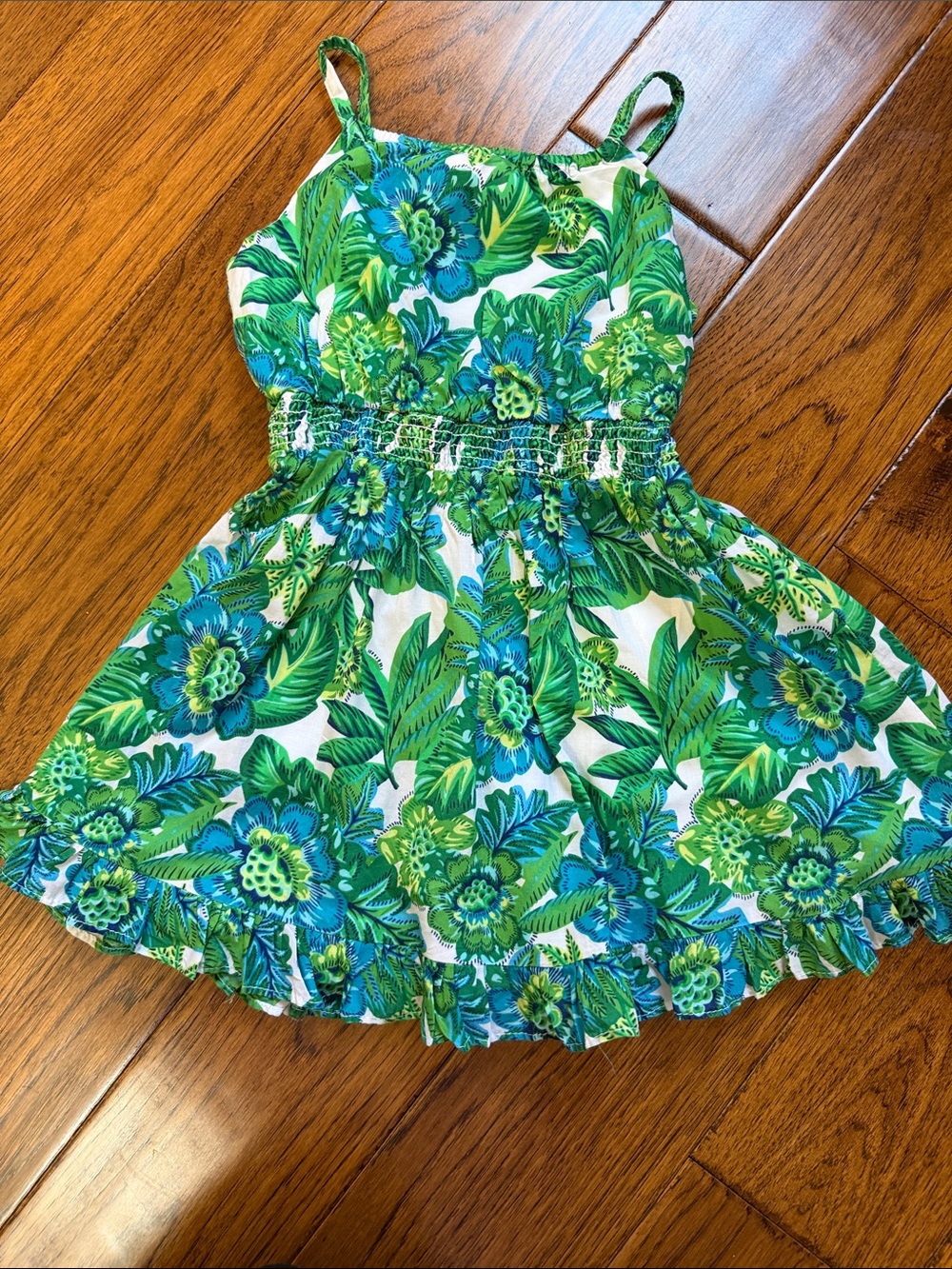 Janie and Jack Green and Blue Floral Sundress